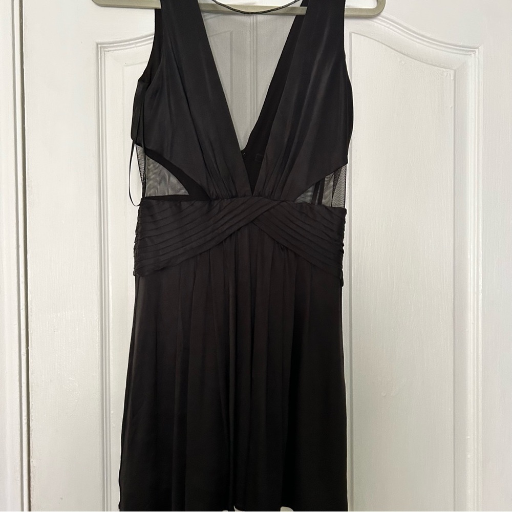 Black BCBGMAXAZRIA Mesh Cutout Cocktail Dress, s